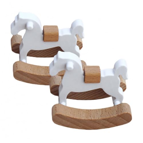 Beaupretty 2 Stück Miniatur Holz Schaukelpferd Puppenhaus Möbel Accessoire Langlebig Leicht Realistisch Proportioniert als Puppenhaus Dekoration und von Beaupretty