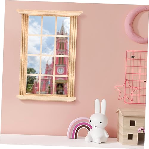 Beaupretty 2 Stück Miniatur Puppenhaus Fensterrahmen Holzmodell mit Geteilten Scheiben Naturbelassenes DIY Puppenzubehör für Kreative Dekoration und Puppenhausmöbel von Beaupretty