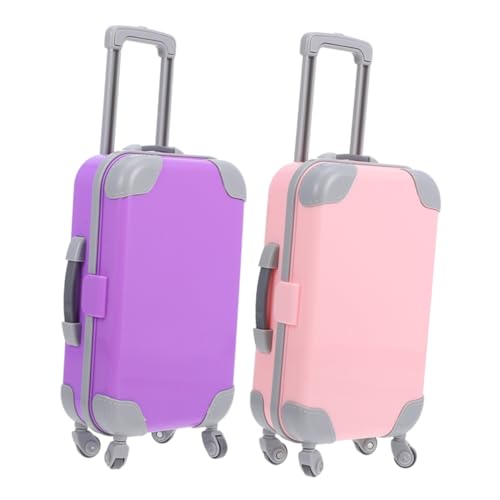 Beaupretty 2 Stück Miniatur Puppenhaus Koffer Teiliges Realistische Amerikanische Puppenzubehör Tragbarer Mini Trolley in Rosa und Flieder Robustes Material Spielerisches Design von Beaupretty