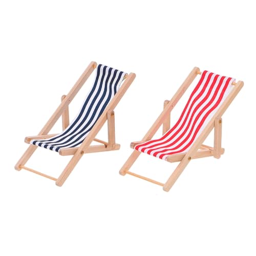 Beaupretty 2 Stück Miniatur Strandstuhl Faltbare Puppenhaus Möbel Robuste und Dekorative Mini Liegestühle für Kinderzimmer Wohnzimmer und Spielzimmer Deko von Beaupretty