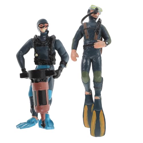 Beaupretty 2 Stück PVC Taucher Figuren Unterwasser Modell Deko Actionfiguren für Aquarium und Schreibtisch Detailreiche Taucher Deko für Zuhause und Büro Stabiles Material Kindgerechtes von Beaupretty