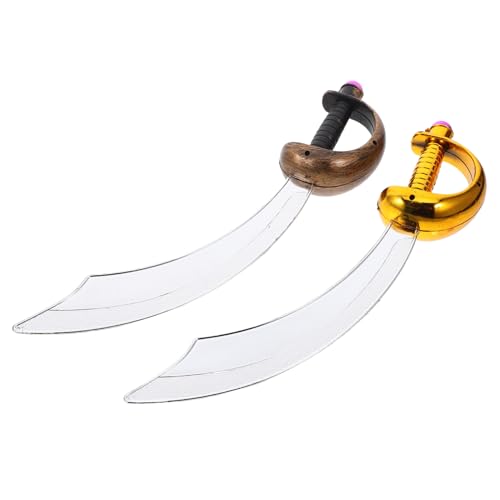 Beaupretty 2 Stück Piratenschwerter Cosplay Requisiten für Halloween Geburtstagsfeiern Kurvenförmiges Piratenkostümzubehör für Jungen Sicherem PVC Material von Beaupretty