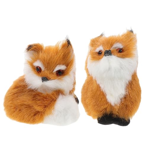 Beaupretty 2 Stück Plüschfuchs Teilig Realistisch Künstliches Fell Kleine Sitzende Fuchsfigur Dekorativ Warm für Weihnachtsdeko für Sammler von Beaupretty