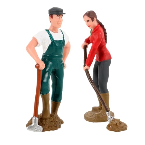 Beaupretty 2 Stück Realistische Bauernhof Figuren Detailreiche Landarbeiter Miniaturen für Sandtisch Modellbau Robuste Farmarbeiter Simulation Dekoratives Bauernhofspielzeug von Beaupretty
