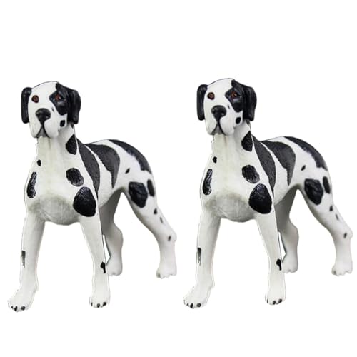 Beaupretty 2 Stück Realistische Gefleckte Hundemodelle Dekorative Desktop Figuren Detailreiche Kinderspielzeuge für Bildung und Sammler Liebevolle Haustier Dekoration für Zuhause und Garten von Beaupretty