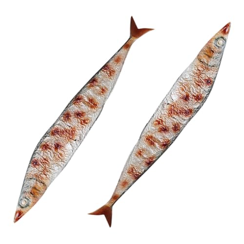 Beaupretty 2 Stück Realistisches Teiliges Grillfisch Deko aus PVC Detailgetreues Nachahmungsmodell Gegrillter Saury Lebensechte Küchen und Rollenspiel Food Requisite für Fotografie von Beaupretty