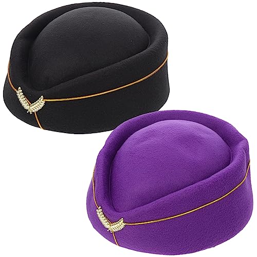 Beaupretty 2 Stück Stewardess Hüte Cosplay Uniform Dekoration für Bühnenauftritte Schwarz Leichtem Material und Elegant für Kostümfeiern und Air Hostess Darstellungen von Beaupretty
