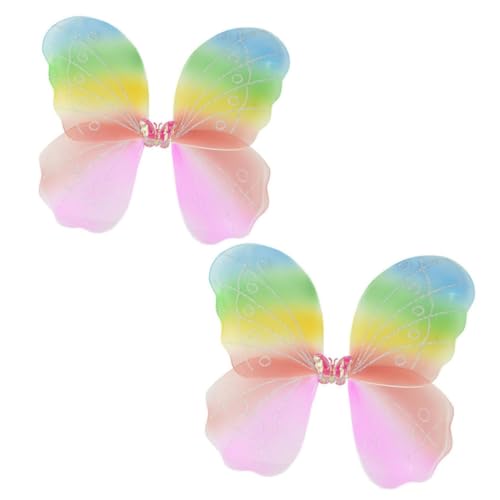 Beaupretty 2 Stück Teiliges Bunte Schmetterlingsflügel aus Stoff Leichte Fairy Wings mit Trageband für Bühne Kostüm Halloween Tanz Fotografie Mädchen Accessoire von Beaupretty