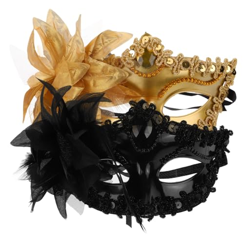 Beaupretty 2 Stück Teiliges Cosplay Masken Damen Halbgesichts Maske mit Blumendekor Japanischer Stil Halloween Karneval Party Masquerade für Frauen und Mädchen Gold Schwarz Beaupretty 2 Stück Teiliges Cosplay Masken Damen Halbgesichts Maske mit Blumendekor Japanischer Stil Halloween Karneval Party Masquerade für Frauen und Mädchen Gold Schwarz von Beaupretty