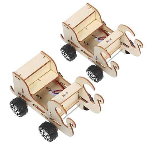 Beaupretty 2 Stück Teiliges DIY Stem für Stimme Gesteuertes Holzauto Modell Bausatz für Praktische Technik und Wissenschaftserfahrung für Drinnen und Draußen Fördert Spielerisches Lernen von Beaupretty