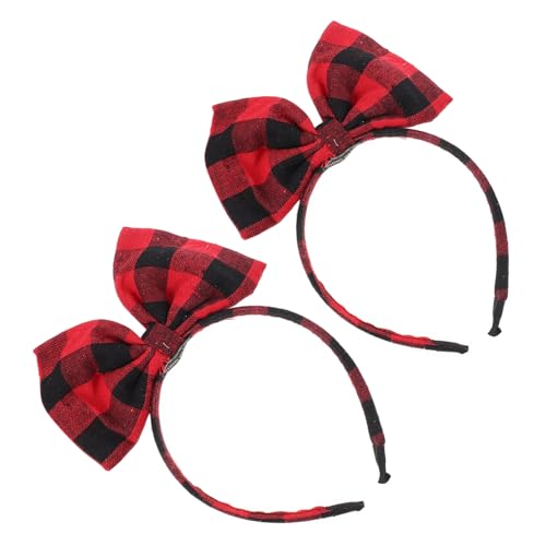 Beaupretty 2 Stück Teiliges Haarband mit und Schwarzem Kariertem Schleifendekor Weiche Stoff Stirnbänder für Mädchen Party Kostüm Charmante Haarschmuck Accessoires von Beaupretty