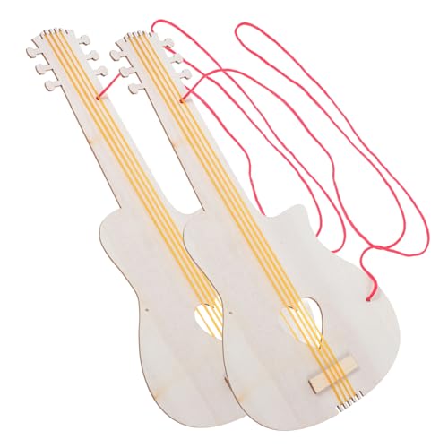 Beaupretty 2 Stück Teiliges Holz Gitarren zum Selbergestalten DIY Kinderbastelset für Jungen und Mädchen Unbemalte Holz Gitarre zum Bemalen und Kreativen Gestalten Fördert Handfertigkeit und von Beaupretty