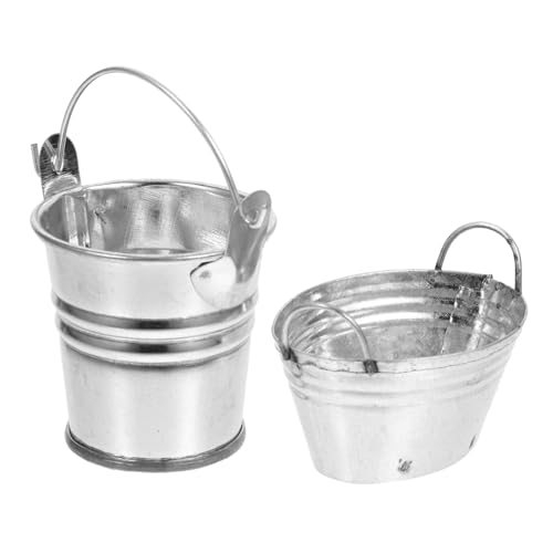 Beaupretty 2 Stück Teiliges Mini Metall Eimer Set mit Griffen Robuste Miniatur Eimer für Puppenhaus Dekoration Kindgerechtes Kreativität und Feinmotorik Kompakt und Langlebig von Beaupretty