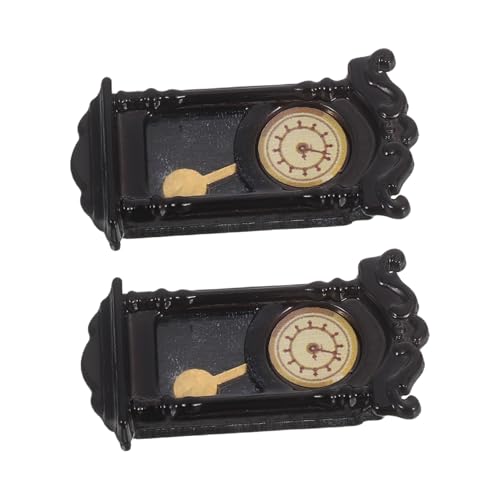 Beaupretty 2 Stück Teiliges Miniatur Retro Wanduhr Kunststoff Pendeluhr im Vintage Stil Miniaturmöbel für Puppenhaus Wanddekoration Kinderspielzeug und Sammler Stilvolle Kompakte Mini Wanduhr von Beaupretty