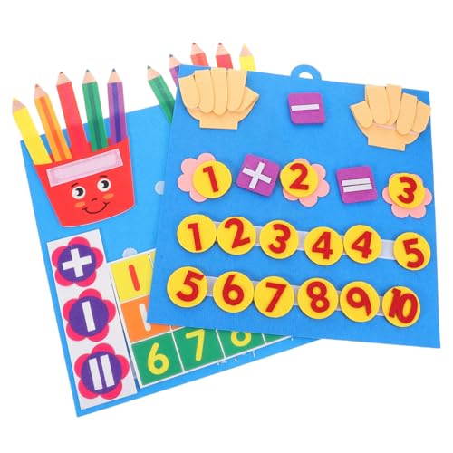 Beaupretty 2 Stück Teiliges Montessori Lernspielzeug aus Filz für Kleinkinder Zahlen Lernen Addition und Subtraktion Zählen Mathe Spielbrett Vorschul Material für Interaktives Kreatives von Beaupretty