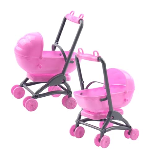 Beaupretty 2 Stück Teiliges Puppen Kinderwagen aus Realistisches Miniatur Design Rosa Fein Verarbeitet Vielseitig für Rollenspiele und Puppenhaus Fördert Eltern Junge Mädchen Interaktion und von Beaupretty