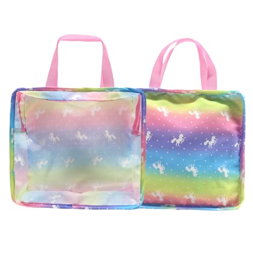 Beaupretty 2 Stück Teiliges Puppenzubehör Handtaschen mit Einhornmotiv Multifunktionale Aufbewahrungstasche für Puppenkleidung und Fläschchen Große Kapazität für Puppen von Beaupretty