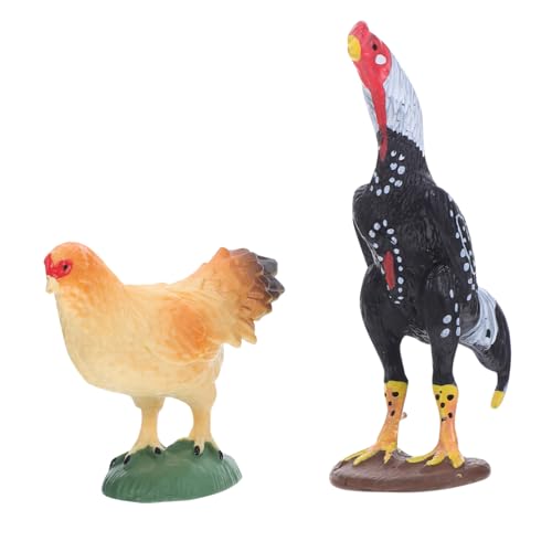 Beaupretty 2 Stück Teiliges Realistische Hühnerfiguren aus Detailgetreuer Hahn und Henne Kindgerechtes Lernspielzeug für Farberkennung Miniatur Bauernhof Tiere für Mooslandschaft Deko und von Beaupretty