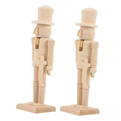 Beaupretty 2 Stück Unbemalte Holz Figurine DIY Bastelset Weihnachten Soldat Ornament mit Detailreicher Gestaltung für Kreative Weihnachtsdekoration von Beaupretty