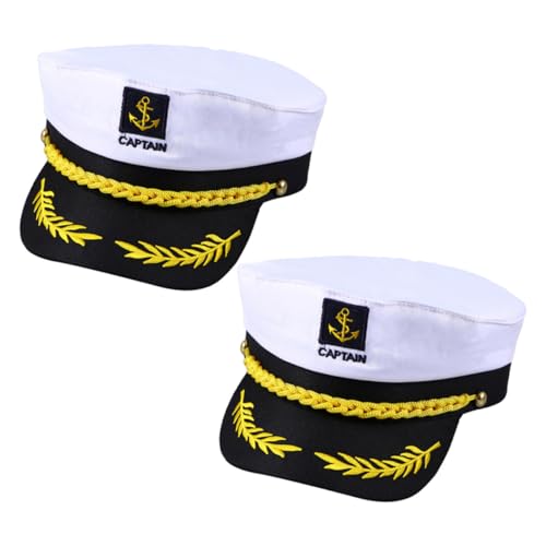Beaupretty 2 Stück Weiße Matrosen kapitänsmützen für Damen und Herren Bestickte Cosplay Hüte Hautfreundlich Langlebig Vielseitig für Karneval Party Kostüm und Alltag Geeignet von Beaupretty