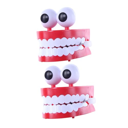 Beaupretty 2 Stück Wind Up Chattering Toy Kreatives Aufziehspielzeug mit Großen Augen und Weißen Zähnen Lustiges Mechanisches Kunststoffspielzeug für Freunde Perfektes und Stressabbau von Beaupretty