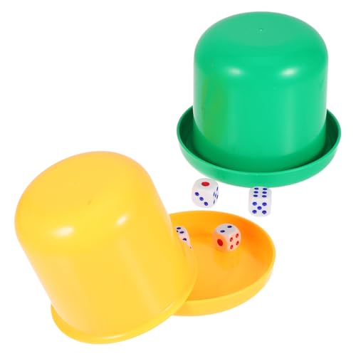 Beaupretty 2 Stücke Teiliges Dice Cup Set aus Robustem Kunststoff mit Standardmäßigen Würfeln Zufälligen Farben für Familien und Partyspiele Vielseitig Einsetzbar für von Beaupretty