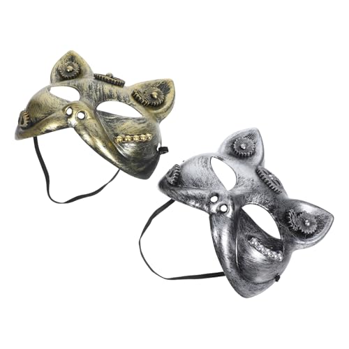 Beaupretty 2 Teilige Steampunk Halloween Maske Viktorianisches Steampunk Katzengesicht Verkleidung Cosplay Party Maskerade Maske Für Karnevalskostüm Party Requisite Verschiedene Farben von Beaupretty