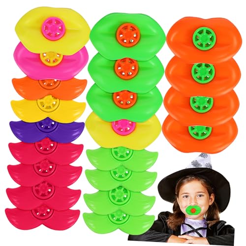 Beaupretty 20 Stück Lustige Mundpfeifen Teilig Lippen Schnurrbart Party Geräuschemacher für Halloween Geburtstag Fasching Sicheres Kunststoffspielzeug für Spaß und Unterhaltung von Beaupretty