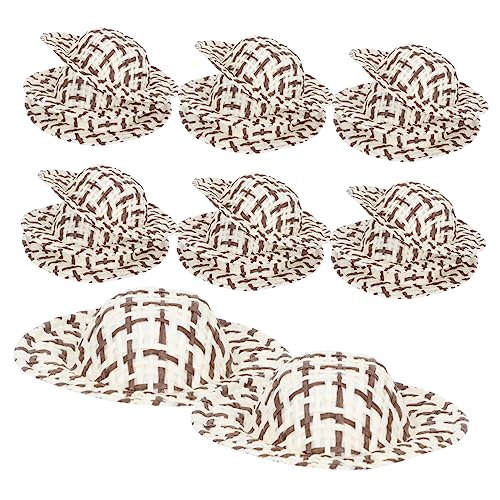 Beaupretty 20 Stück Miniatur Hüte Imitation Strohhüte für Puppen DIY Dekoration Partybedarf Geflochten Farblich Gemischt Dunkelbraun Beige von Beaupretty