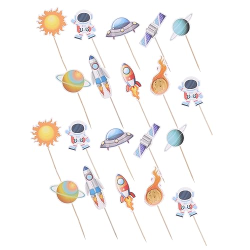 Beaupretty 20 Stück Teiliges Astronaut Cake Topper Kreative Kindergeburtstags Tortendeko Sichere Weltraum Cupcake Dekoration Niedliche Kuchenstecker für Party und Dessert von Beaupretty