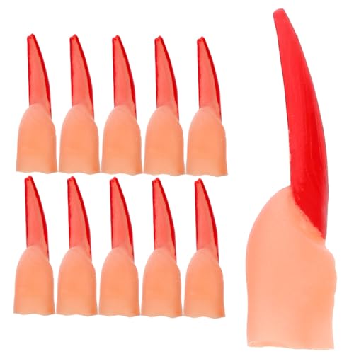 Beaupretty 20 Stück Teiliges Halloween Fake Finger Nagel Covers Rote Lange Fingernägel für Cosplay Zombie Hexe Vampir Party Dekoration Gruselige Halloween Requisiten von Beaupretty