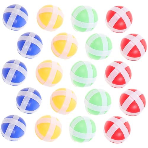 Beaupretty 20 Stück Teiliges Klettballspiel Zubehör Kleine Leichte Haftbälle in Rot Gelb Blau Grün für Wurfspiel Fördert Hand Auge Koordination bei Indoor und Outdoor Partyspaß von Beaupretty