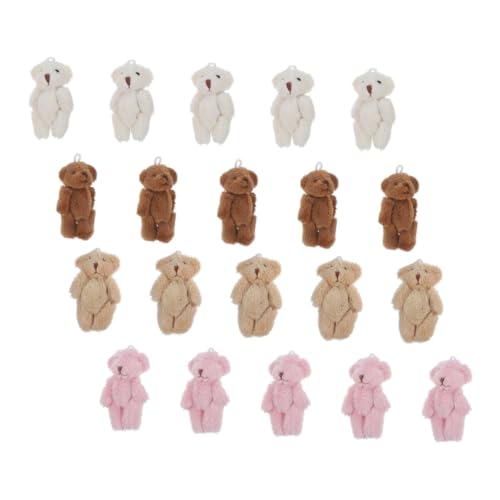 Beaupretty 20 Stück Teiliges Mini Plüschbären Kleine Kuscheltier Dekorationen Weiß Braun Hellbraun Weiche Miniatur Plüschtiere für Schlüsselanhänger Halsketten Geburtstags und von Beaupretty