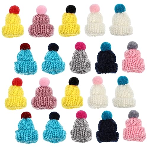 Beaupretty 20 Stück Teiliges Mini Strickmützen für Puppen Dekorative Verschleißfeste Mini Hüte Vielseitig Einsetzbar für DIY Handwerk Partydeko und Foto Requisiten Farblich Zufällige Farbe von Beaupretty