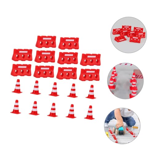 Beaupretty 20 Stück Teiliges Mini Verkehrszeichen Spielset mit Roten Verkehrsleitkegeln und Roten Absperrgittern Pädagogisches Straßenset für Fördert Kognitive Entwicklung und Fantasievolles von Beaupretty