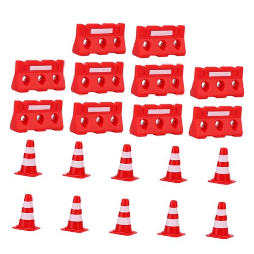 Beaupretty 20 Stück Teiliges Mini Verkehrszeichen mit Roten Kegeln und Roten Absperrungen für Kreative Bauprojekte und Lernspiele von Beaupretty