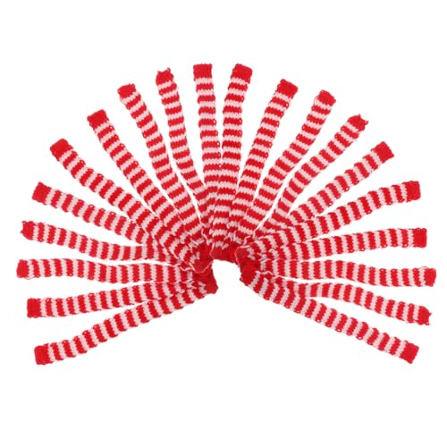 Beaupretty 20 Stück Teiliges Mini Wollschal für Puppen Zarte Flexible Mini Schals mit Rot Weißen und Rot Grünen Streifen Dekorative Puppenschals für DIY Basteln Kindergeburtstag Mitgebsel von Beaupretty