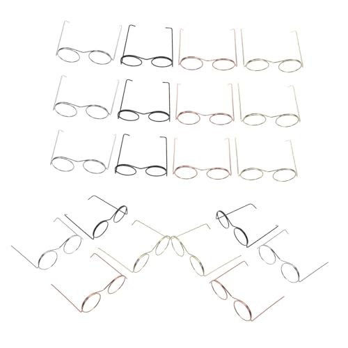 Beaupretty 20 Stück Teiliges Miniatur Brillenset für Puppen Metallrahmen Gold Silber Roségold Schwarz Dekorative Brillenrequisiten für Puppenhaus und DIY Bastelprojekte von Beaupretty