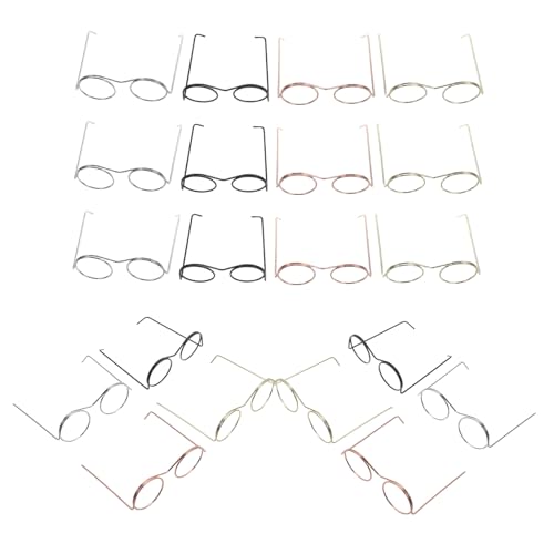 Beaupretty 20 Stück Teiliges Miniatur Metallbrillen für Puppen Bunte Mini Brillenrahmen für Puppenhaus Dekoration DIY Zubehör Leichter Verformungsresistenter Rahmen von Beaupretty