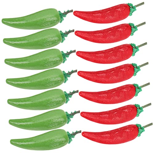 Beaupretty 20 Stück Teiliges Miniatur Paprika aus Langlebigem Harz Realistisch Gestaltete Chili Dekoration für Puppenhaus Detailreiche Mini Gemüse Modelle Rot und Grün für Dollhouse von Beaupretty