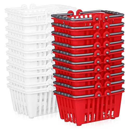 Beaupretty 20 Stück Teiliges Miniatur Supermarkt Einkaufskorb Kleine Handliche Modelle Rot und Weiß Detailreiche Puppenhaus Körbe als Dekoration von Beaupretty