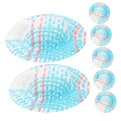 Beaupretty 20 Stück Teiliges Miniaturhüte aus Imitationsgras Kleine Handgewebte Puppenhüte für DIY Bastelprojekte Langlebige Mini Strohhüte zur Dekoration von Puppen und Accessoires Blau von Beaupretty