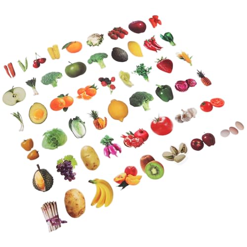 Beaupretty 200 Stück Obst und Gemüse Sticker wasserdichte Wiederverwendbare Lernaufkleber für Schule und Zuhause Interaktive Belohnungssticker zur Motorischer Fähigkeiten von Beaupretty