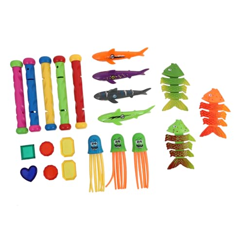 Beaupretty 21 Stück Teiliges Schwimmbad Tauchspielzeug Farbenfrohe Gewichtete Unterwasser Spielsteine und Figuren Sicher Glatte Kanten Verbessert Tauchtechnik Geeignet für Poolspaß im Sommer von Beaupretty