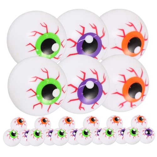 Beaupretty 24 Stück Halloween Augäpfel aus Kunststoff Gruselige Bunte Springende Augenbälle für Party Dekorationen Cosplay und Halloween Spiele für Kreative Bastelideen von Beaupretty