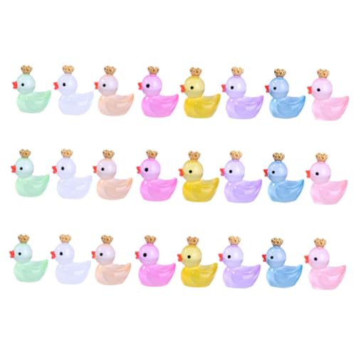 Beaupretty 24 Stück Leuchtende Mini Entenfigur aus Resin Teiliges Langlebige Miniatur Deko für Garten Aquarium DIY Mikro Landschaft Einzigartige Nachtlicht Krone Kleine Entchen von Beaupretty