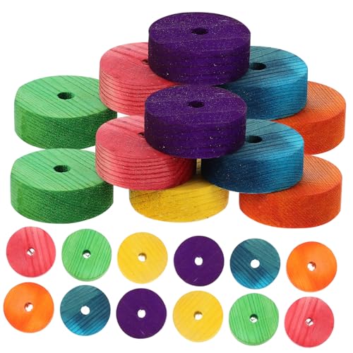 Beaupretty 24 Stück Teiliges Buntes Holzräder DIY Holzspielzeug Auto Räder zum Basteln Handwerkliche BAU Lernspielzeuge Fördert Kreativität und Motorische Fähigkeiten von Beaupretty