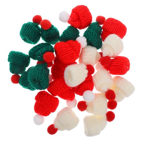 Beaupretty 24 Stück Teiliges Mini Strick Wollmützen Bunt Weihnachtliche DIY Bastel Hüte aus Wollgarn Mini Weihnachtsmützen für Dekoration von Baum Kränzen Flaschen und Puppen Wiederverwendbar von Beaupretty