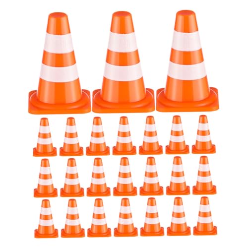 Beaupretty 24 Stück Teiliges Mini Verkehrskegel für Detaillierte Orange Mini Baustellenkegel und Verkehrszeichen Pädagogisches zur Verkehrssicherheit Interaktives Lernspiel für Hand Auge von Beaupretty