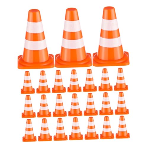 Beaupretty 24 Stück Teiliges Miniatur Verkehrskegel Spielset für Orange Verkehrsschilder und Absperrungen Realistische Lernspielzeuge für Verkehrserziehung Familienspielzeug zur von Beaupretty